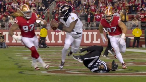Lamar Jackson Gave Up A Safety After He Tripped Over A Ref In The End Zone